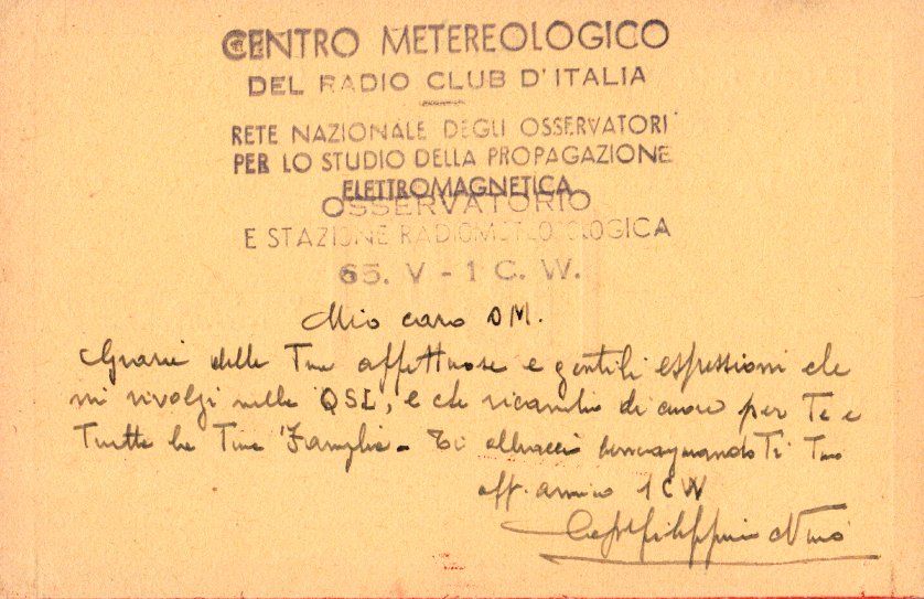 Back of QSL card 1CW