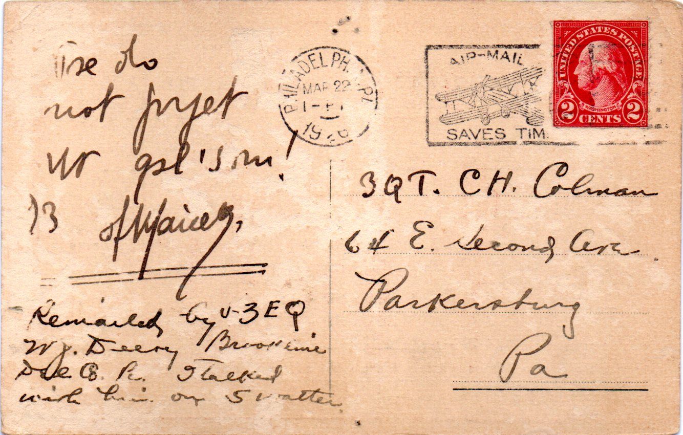 Back of QSL card 1NO