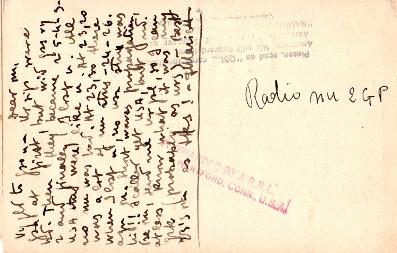 Back of QSL card 1NO