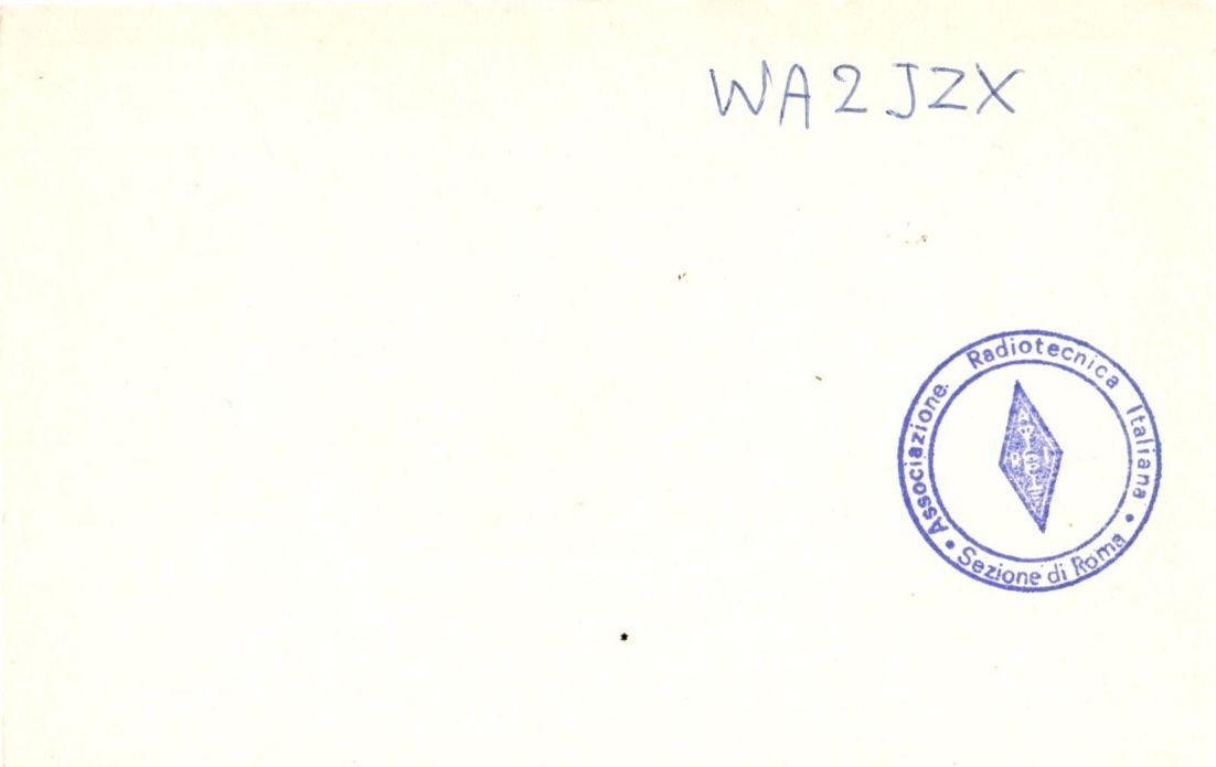 Back of QSL card I0ZQ