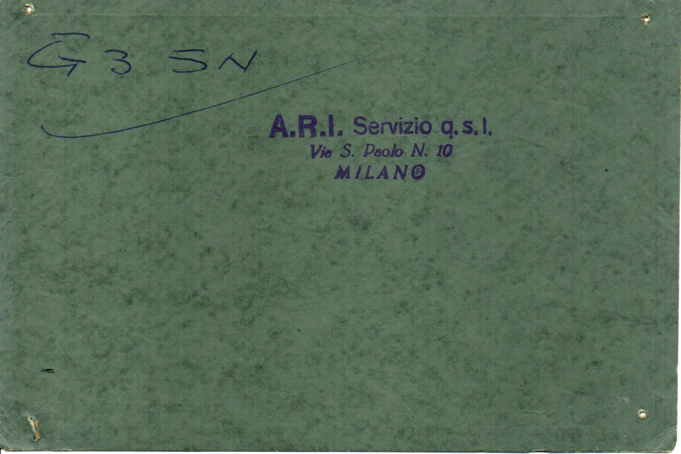 Back of QSL card I1AJU