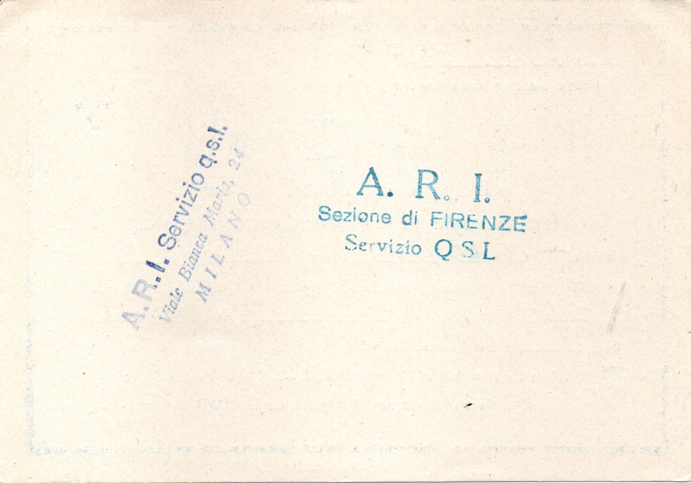 Back of QSL card I1BO