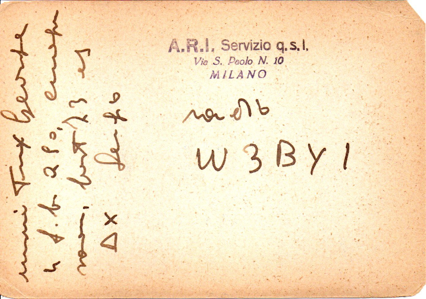 Back of QSL card I1CE