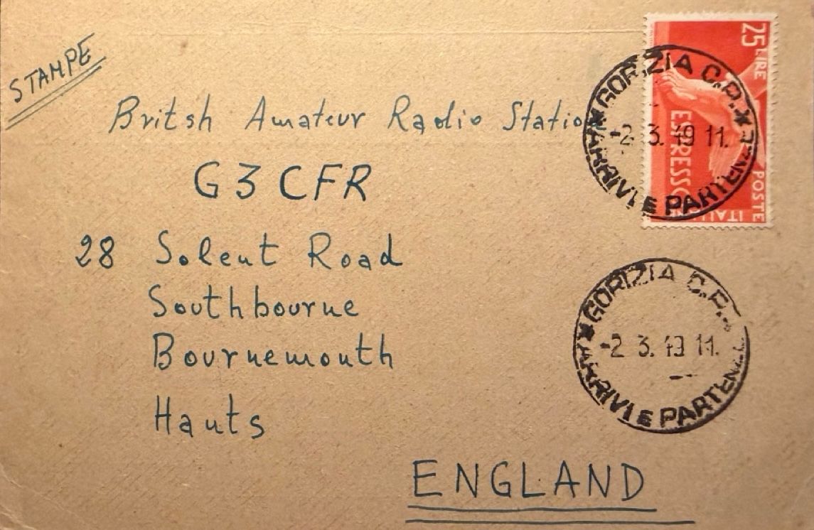 Back of QSL card I1CU