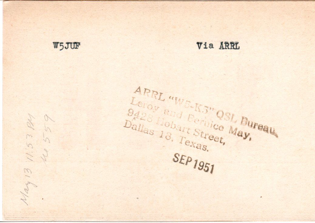 Back of QSL card I1ER