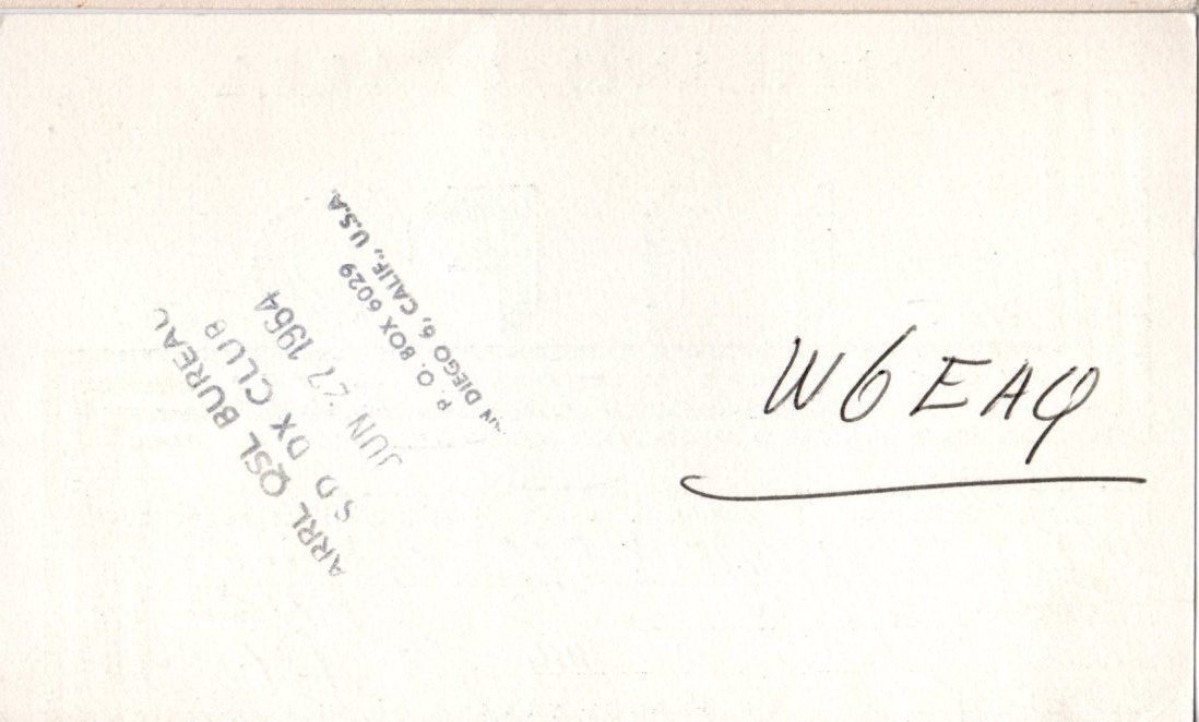 Back of QSL card I1FO