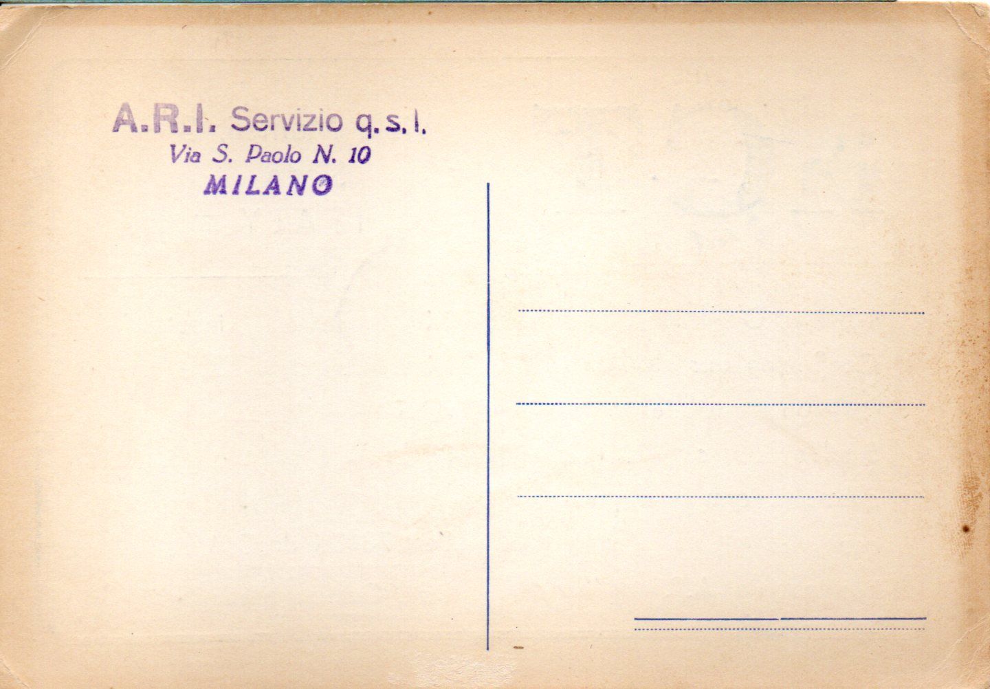 Back of QSL card I1GT