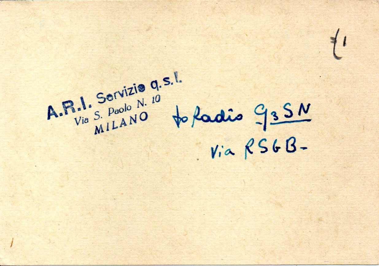 Back of QSL card I1HC