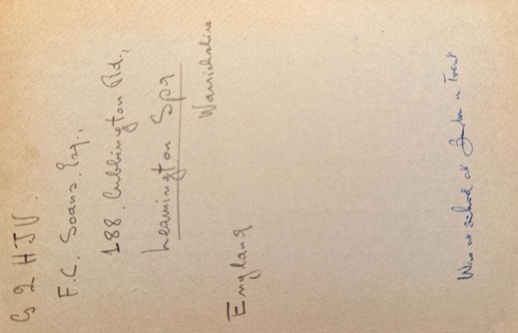 Back of QSL card I1JF