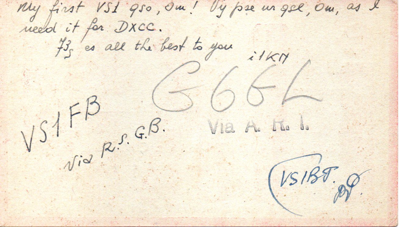 Back of QSL card I1KN