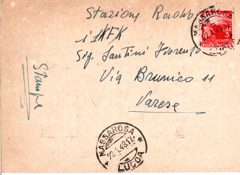 Back of QSL card I1LK