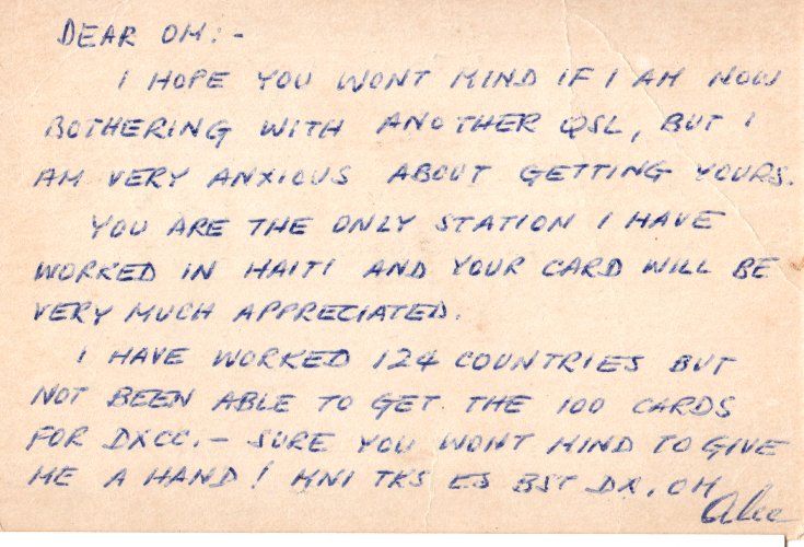 Back of QSL card I1LT