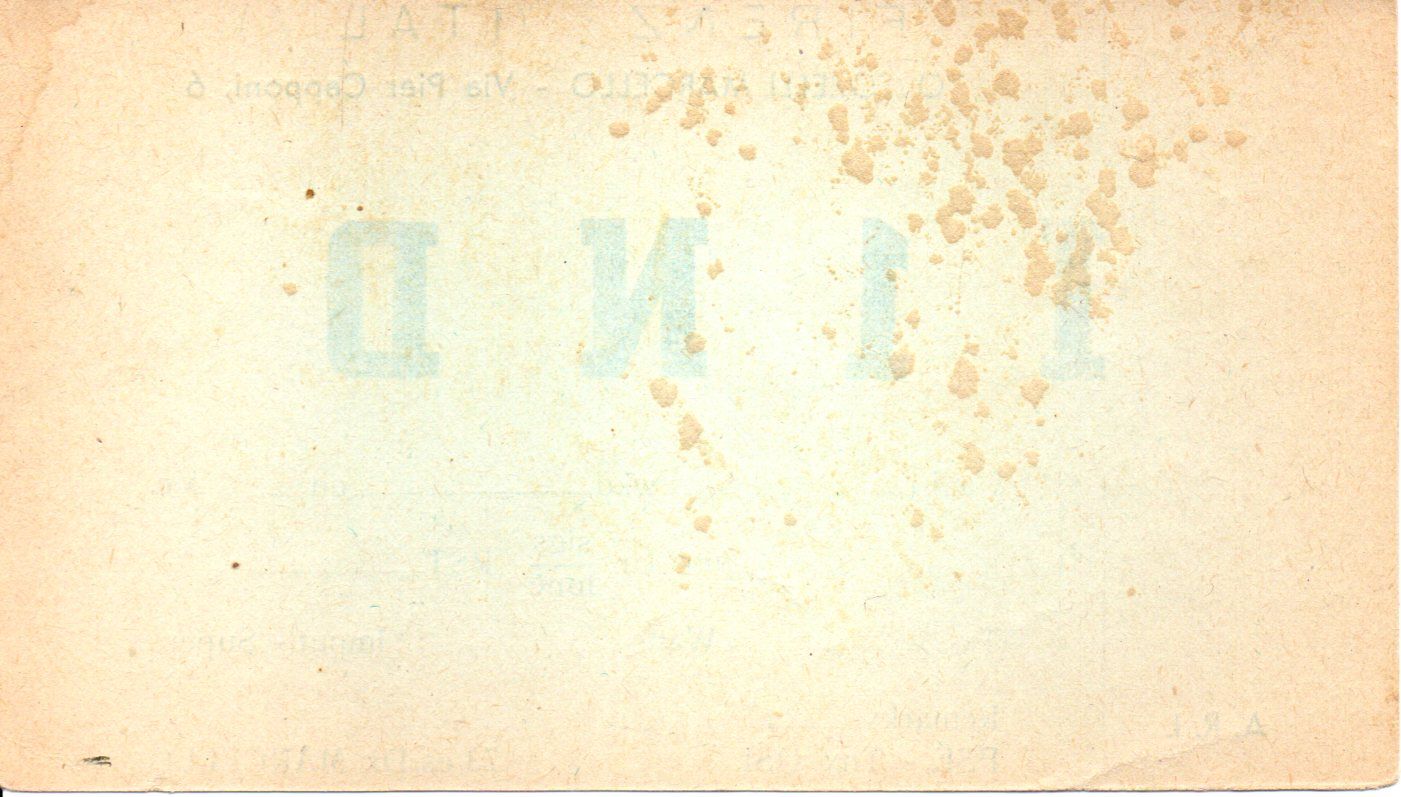 Back of QSL card I1ND