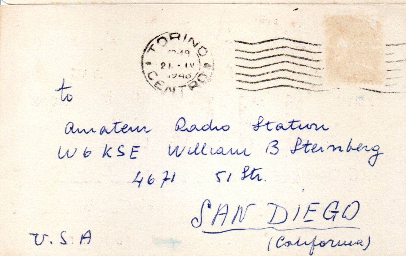 Back of QSL card I1NK