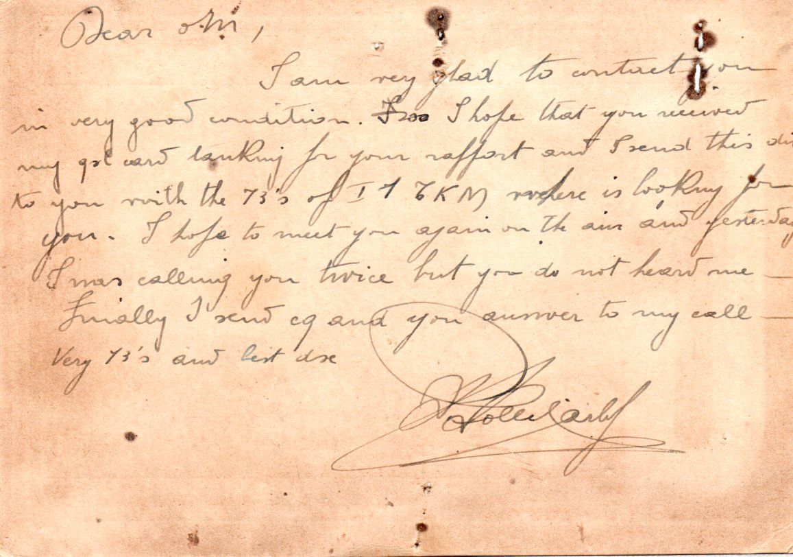 Back of QSL card I1NQ