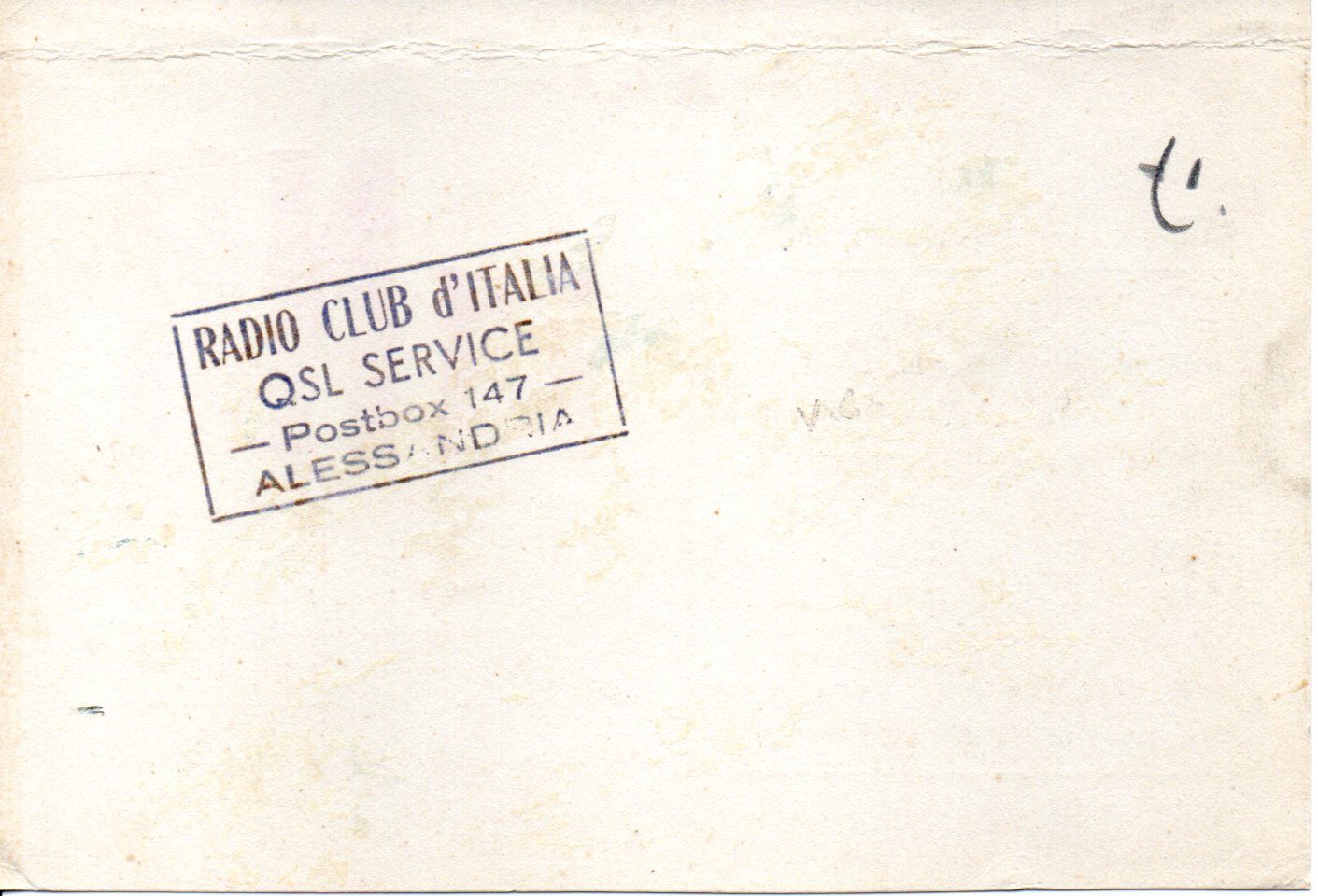 Back of QSL card I1NR