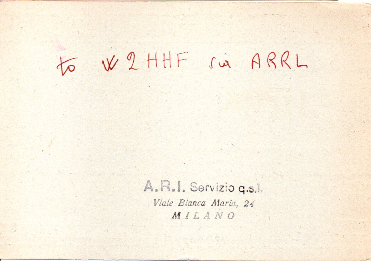 Back of QSL card I1OJ