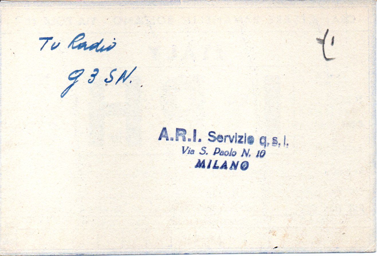 Back of QSL card I1PH