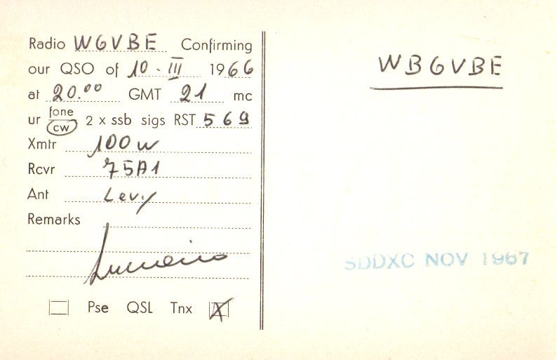 Back of QSL card I1QC