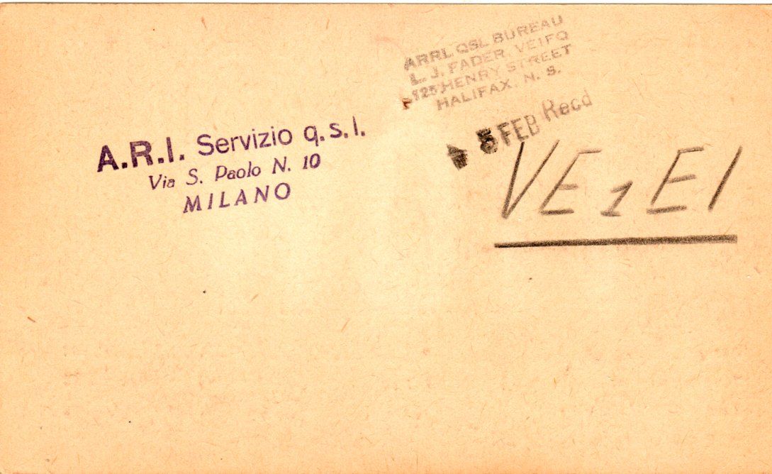 Back of QSL card I1QW