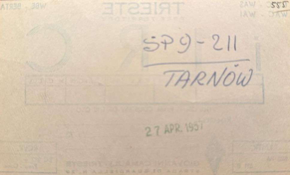 Back of QSL card I1RC