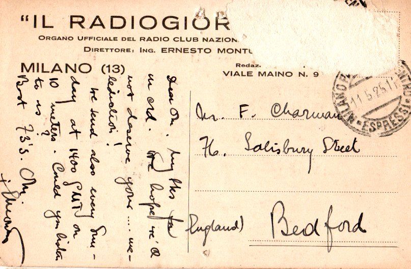 Back of QSL card I1RG