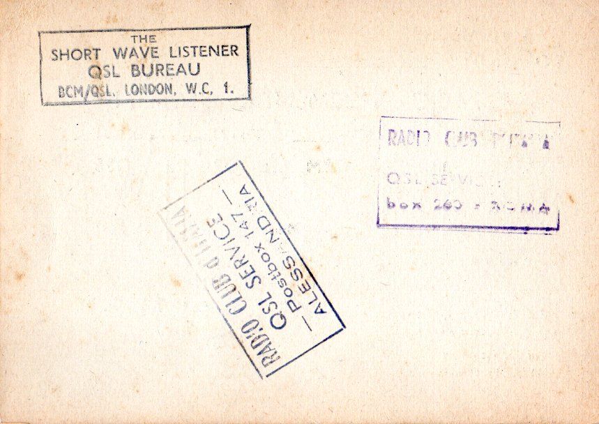 Back of QSL card I1RT