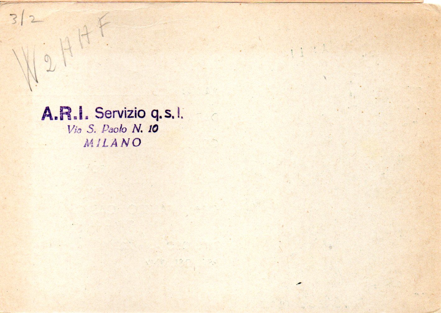 Back of QSL card I1RY