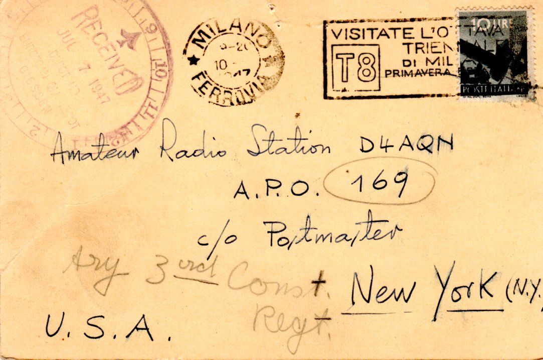 Back of QSL card I1RZ