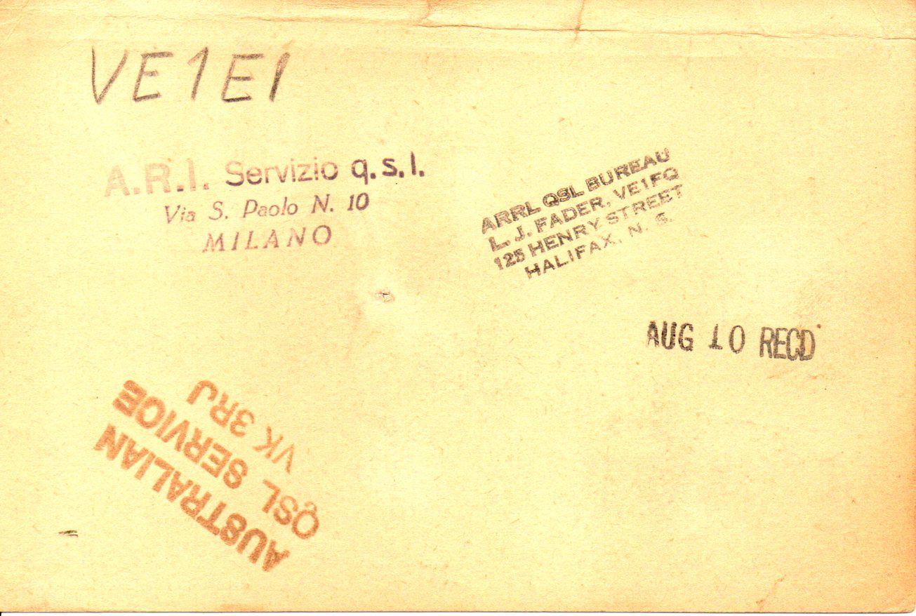 Back of QSL card I1RZ