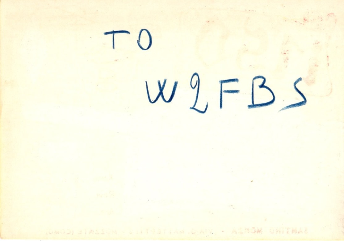 Back of QSL card I1SO