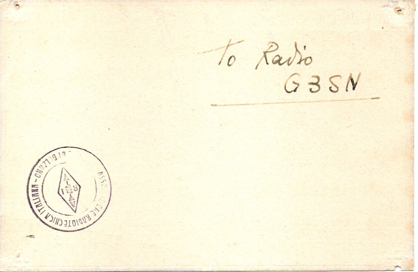 Back of QSL card I1SW