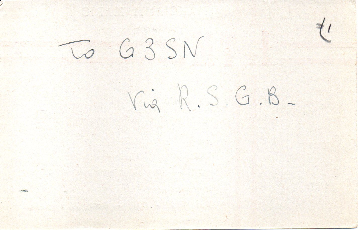 Back of QSL card I1TM