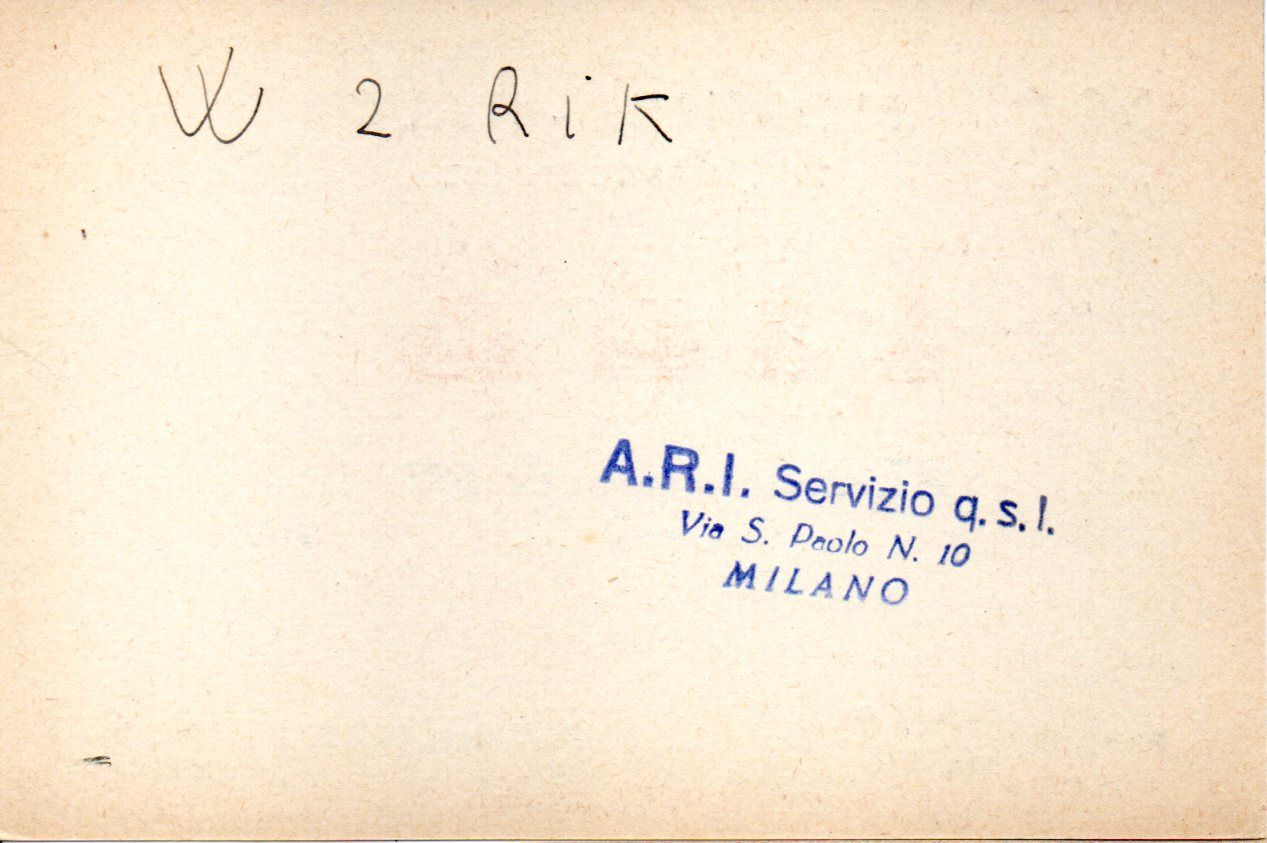 Back of QSL card I1UA
