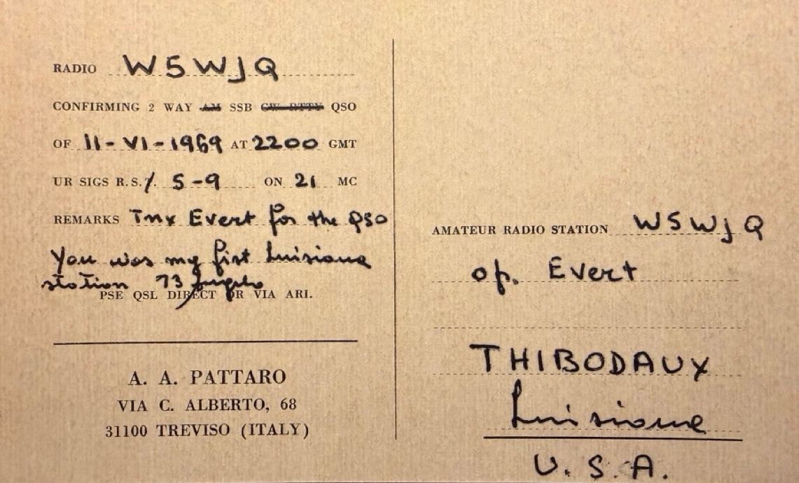 Back of QSL card I1VK