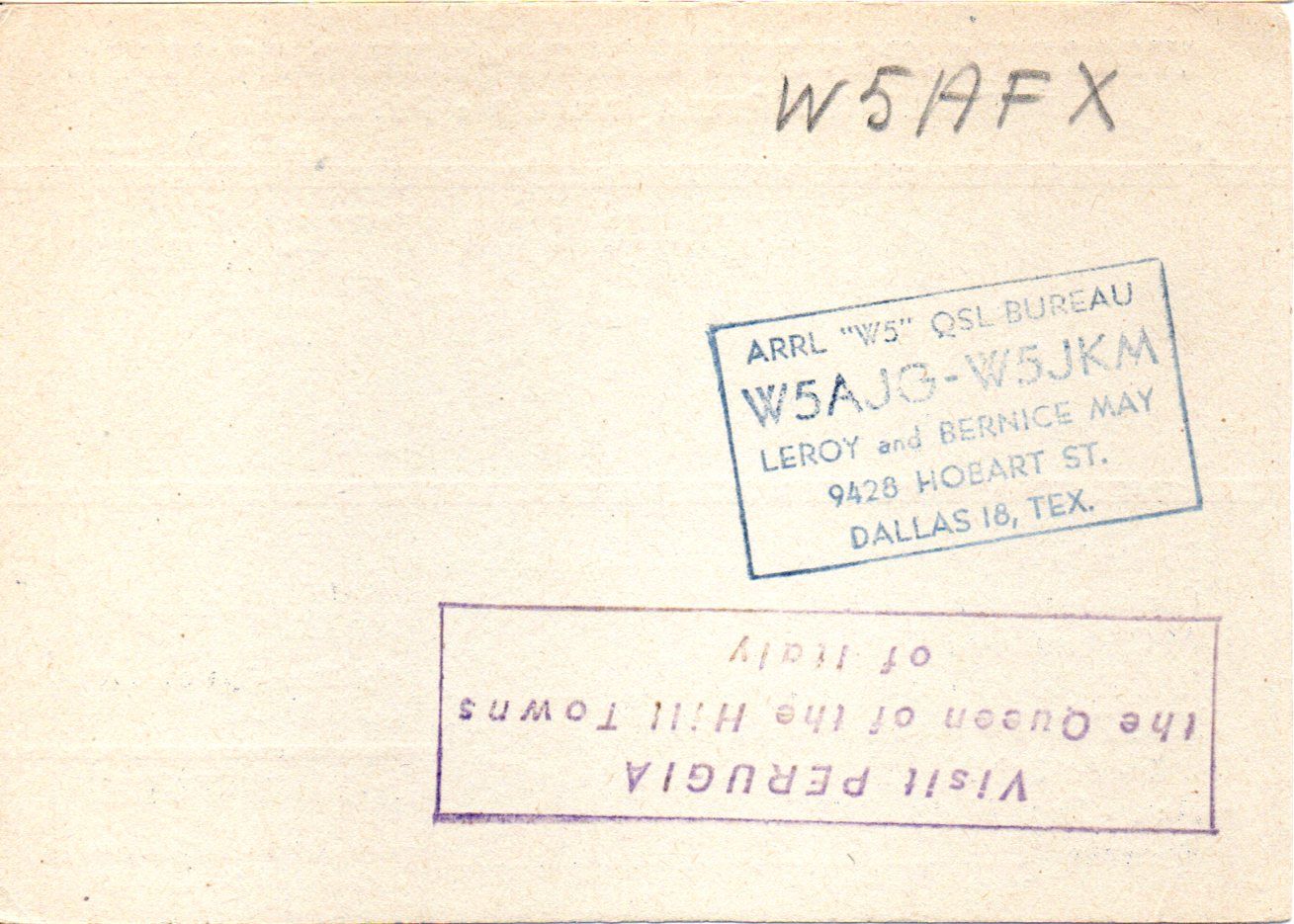 Back of QSL card I1WP