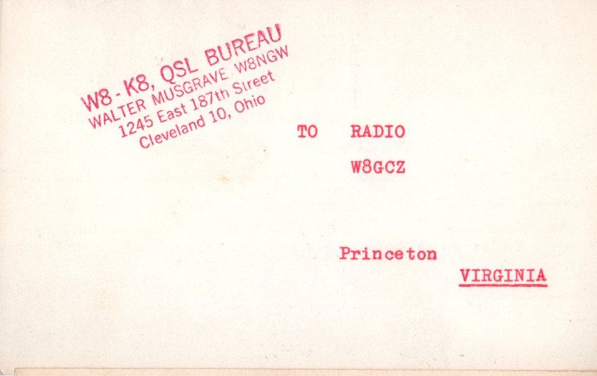 Back of QSL card I1XX