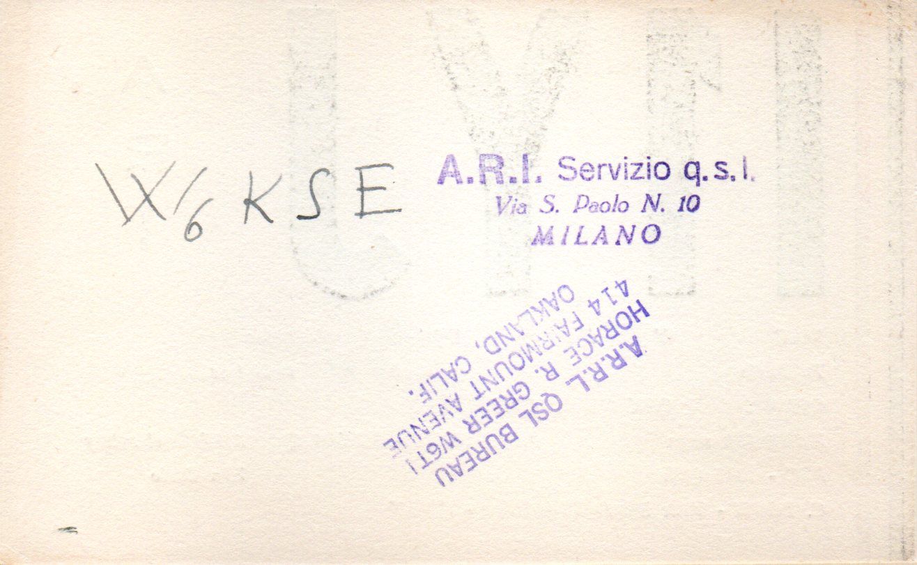 Back of QSL card I1YJ