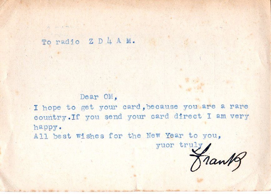 Back of QSL card I1ZZ