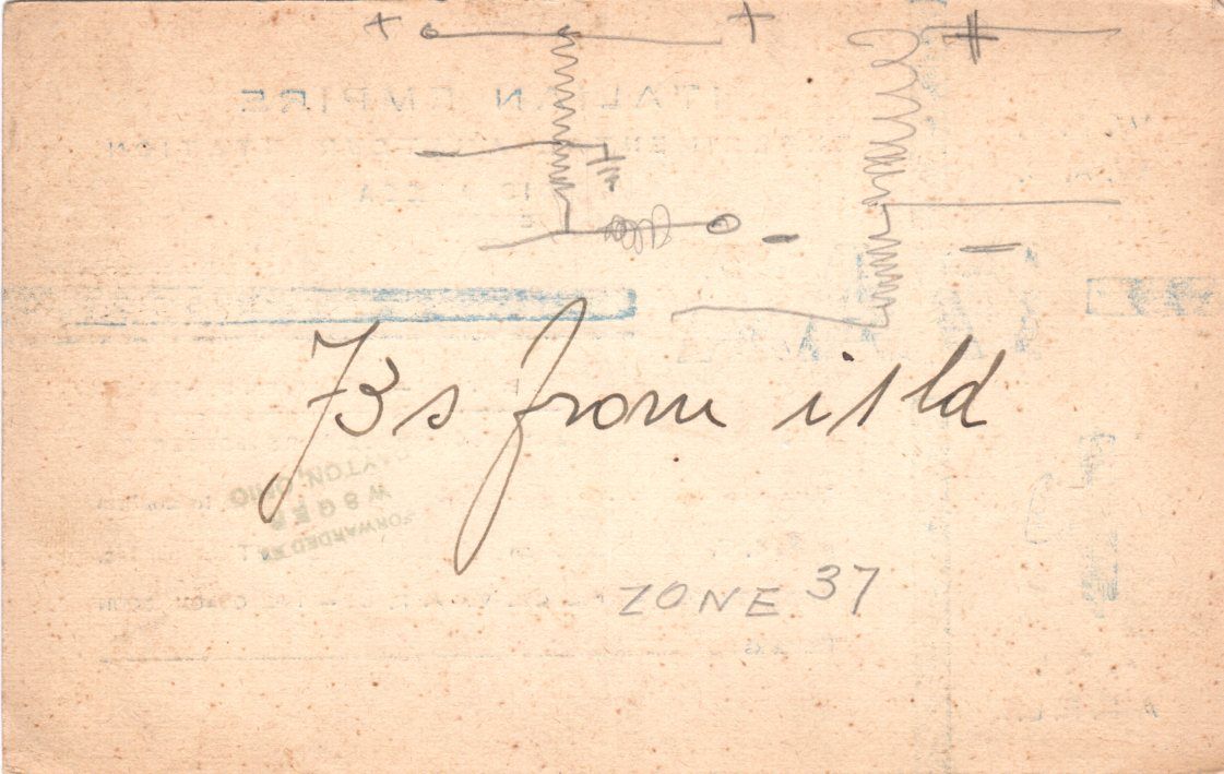 Back of QSL card I7AA